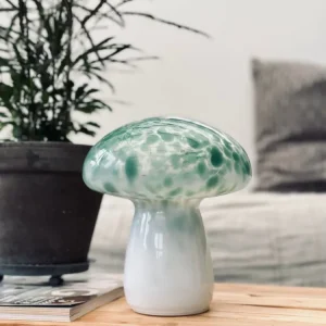 MUSHROOM-lampe m/ LED – Grønt munnblåst glass