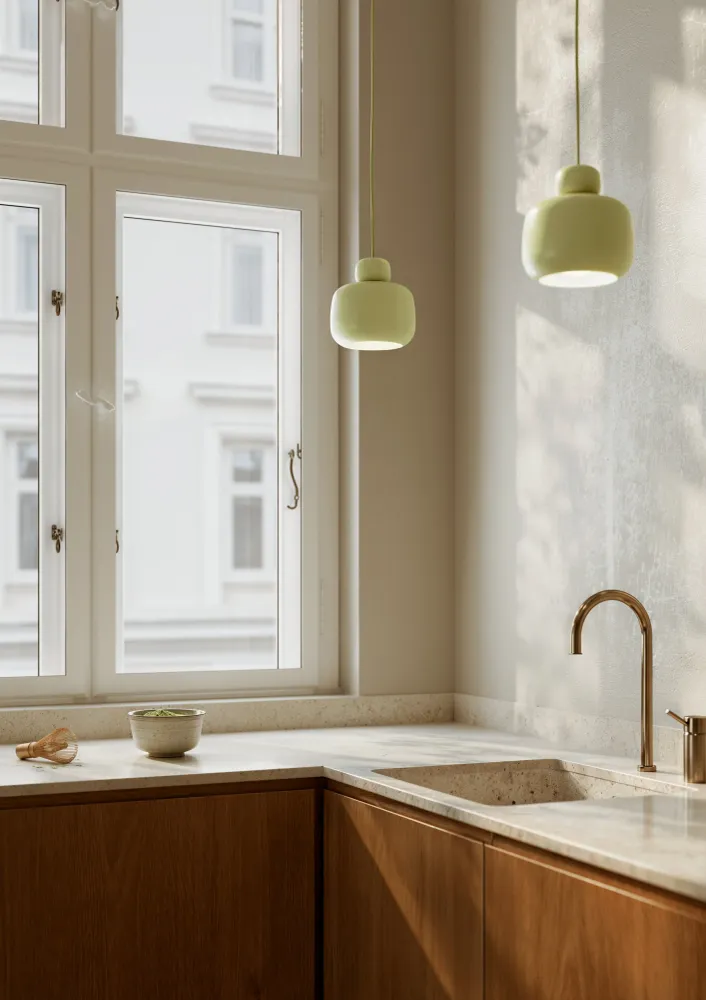 Stone pendellampe (Small) - Matcha green