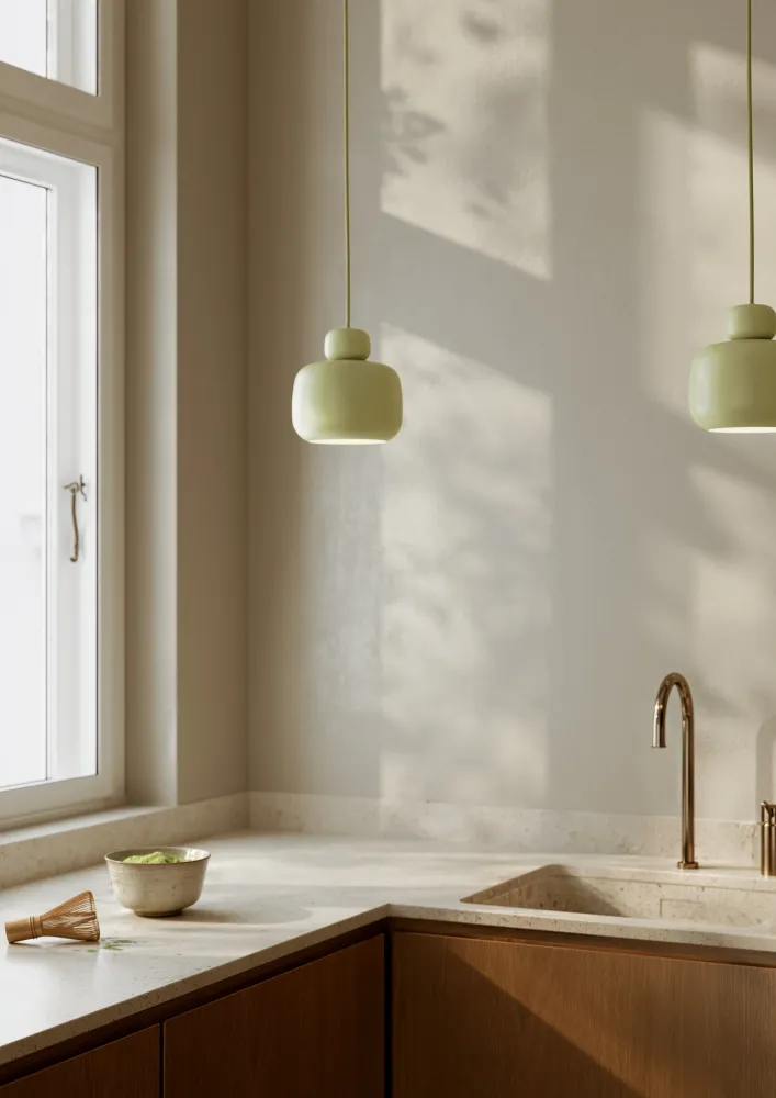 Stone pendellampe (Small) - Matcha green
