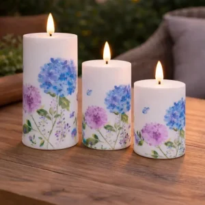 Utendørs Bloklys Flower - Sett med 3 stk