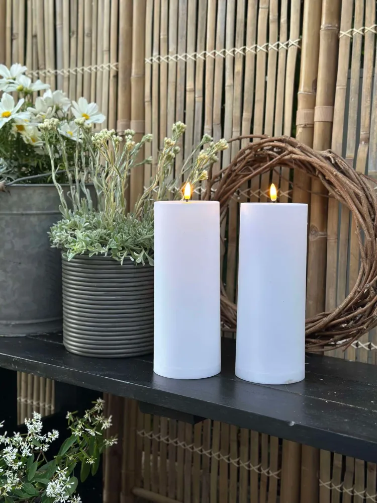Utendørs XL LED bloklys H 25cm - Sett med 2 stk inkl fjernkontroll