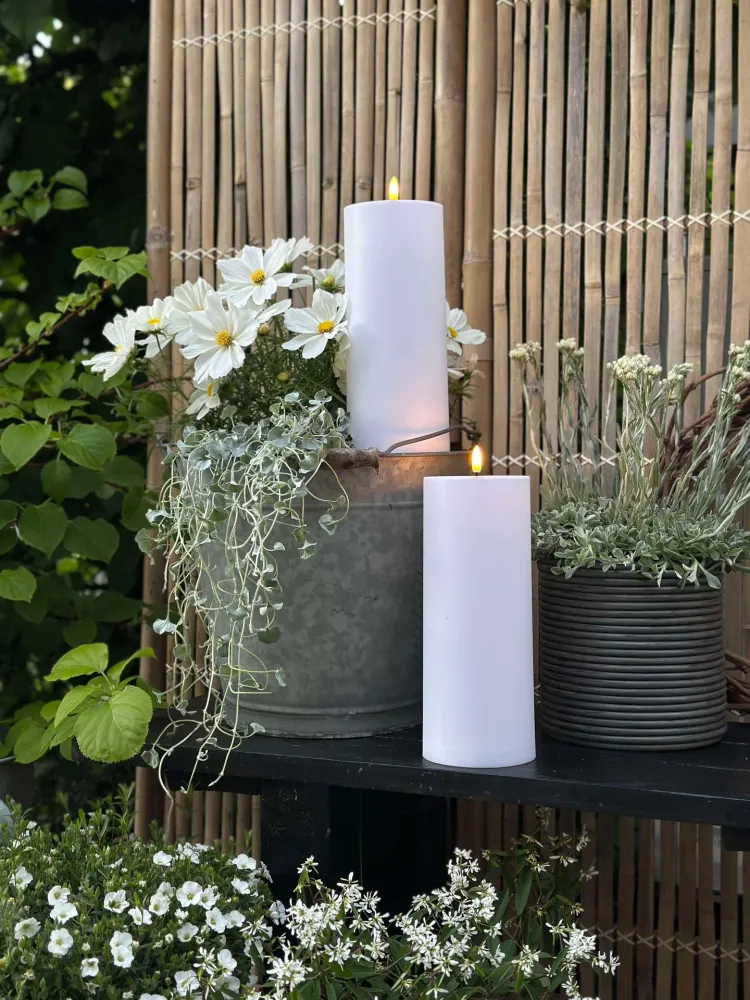 Utendørs XL LED bloklys H 25cm - Sett med 2 stk inkl fjernkontroll