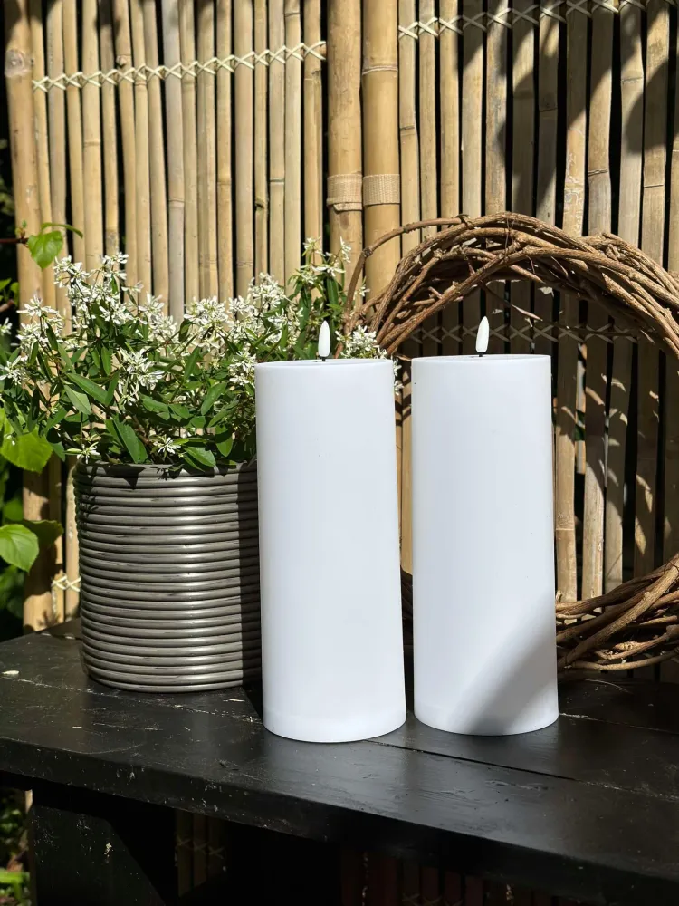 Utendørs XL LED bloklys H 25cm - Sett med 2 stk inkl fjernkontroll