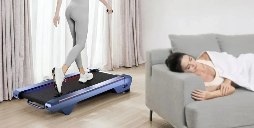 Tredemølle 1–6km/t Løpeflate 42x110cm 120kg UREVO Cyberpad Blå