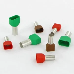 Terminalrør isolert. dobbel hvit 2x0,5mm-L8mm pose m/500stk.