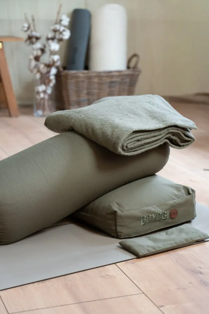 Calm Organic cotton Yoga Bolster - Dark Olive