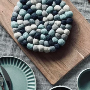 Bordskåner DOTS - Blå mix ull