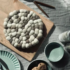 Bordskåner DOTS - Natur / brun ull