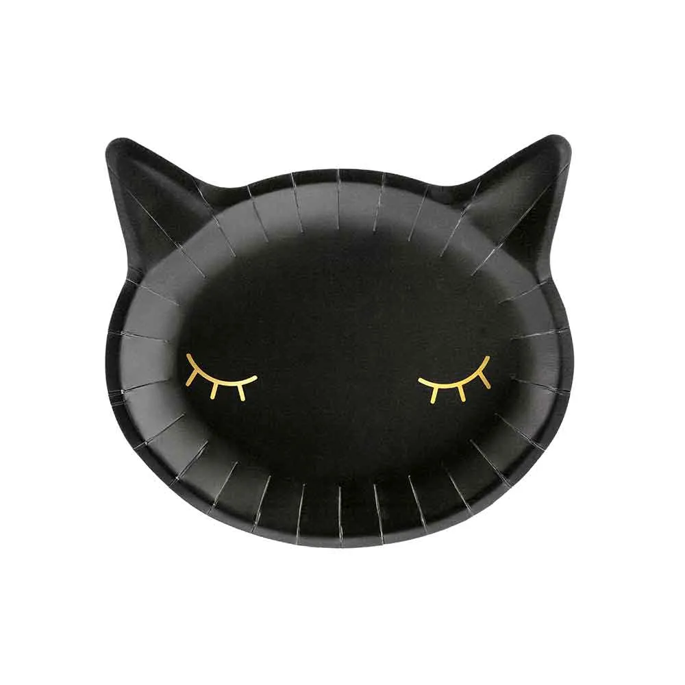 Svart Katt Tallerken 6 stk.