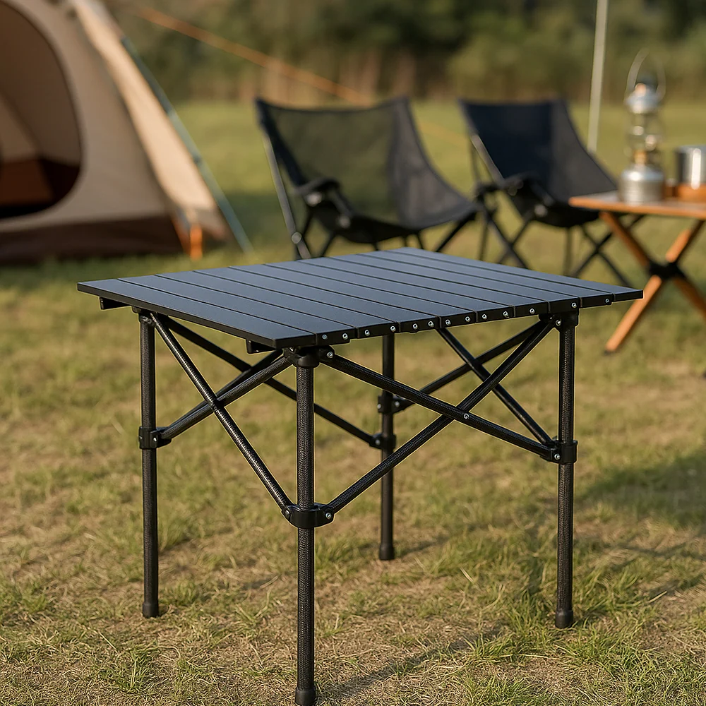 Sammenleggbart campingbord i karbonstål