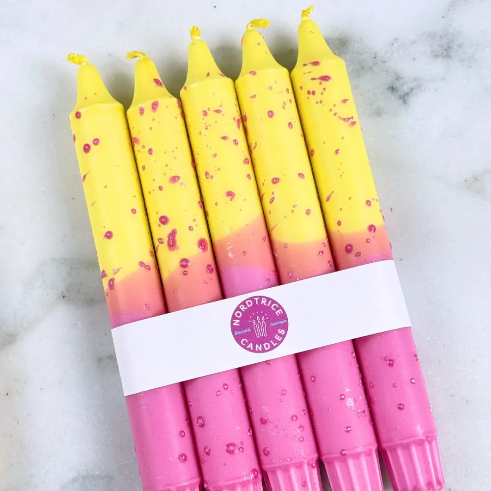 Lys gult og rosa konfetti 5-pk