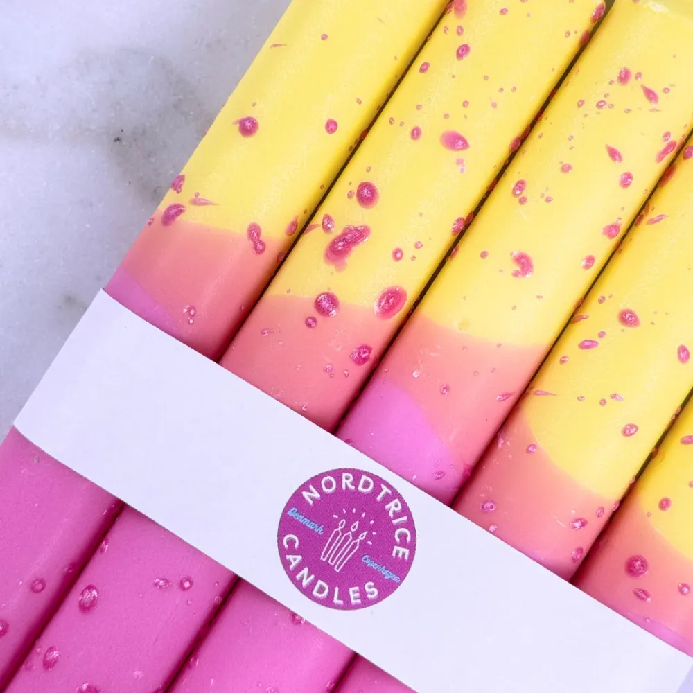 Lys gult og rosa konfetti 5-pk