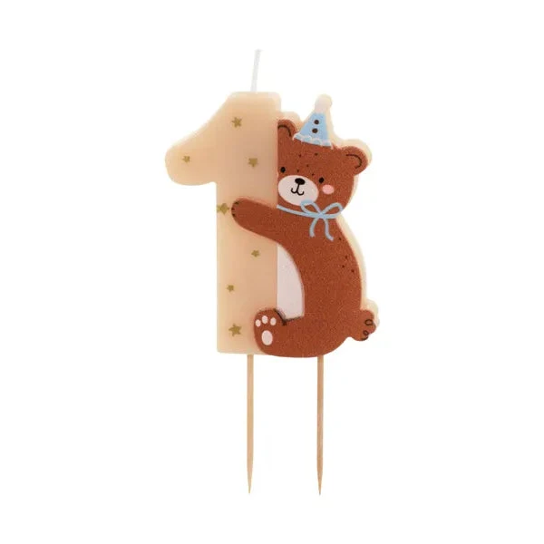 Kakelys Nummer 1 Teddybjørn - 11 cm