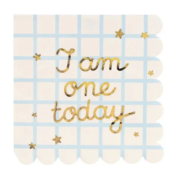 Servietter "I am one today" beige 33x33 cm - 12 stk