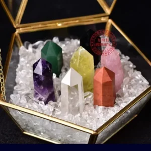 Medium Crystal Glassbox med 7 TÅrnkrystall, 40 - 60mm