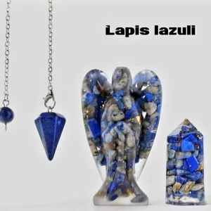 Nye 3 pcs Krystallsett ( Pendel, Engel , Tårnkrystall ) , Resin & Blue Lapis Lazuli