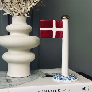 Flagg keramikk – Dannebrog m. blå fot