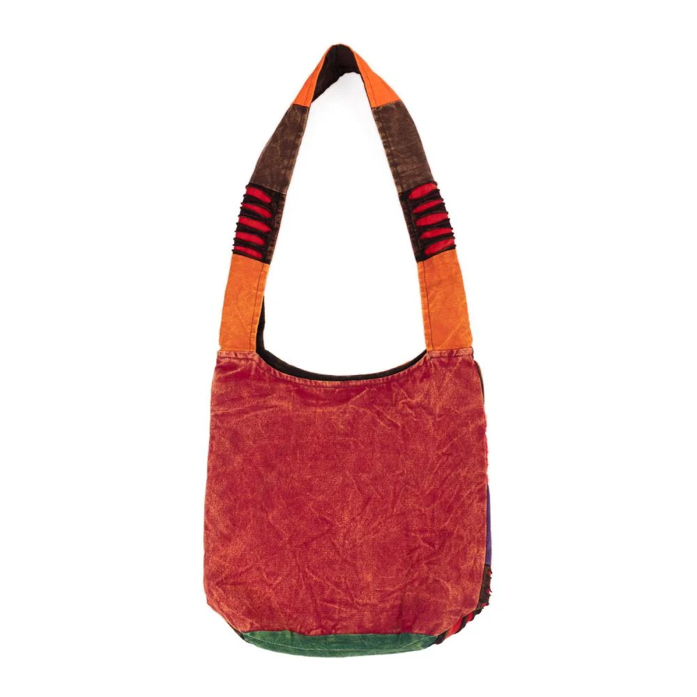 Patchwork hippie skulderveske - fargerik veske yoga og hverdag