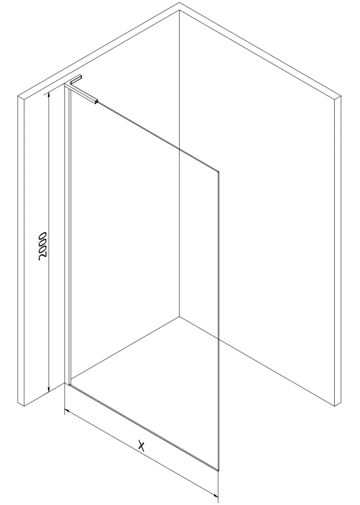 Dusjvegg Mexen Kioto L 65x200 cm gjennomsiktig 8 mm - krom