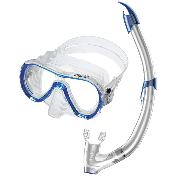 Seac, Giglio snorkelsett blå, str voksen, herdet glass, silikon
