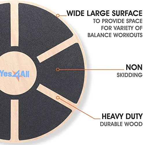 Balansebrett 40cm 15,75" Tre, 360° Rotasjon 136kg – Yes4All DB6F