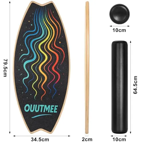 Balansebrett Tre 79,5x34,5cm Med 6 Justerbare Moduser OUUTMEE