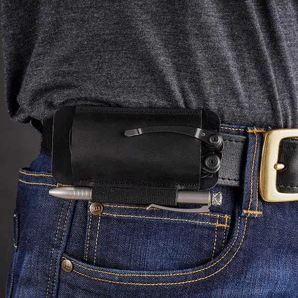 Viperade PJ33 Leather Knife Sheath Belt, Black