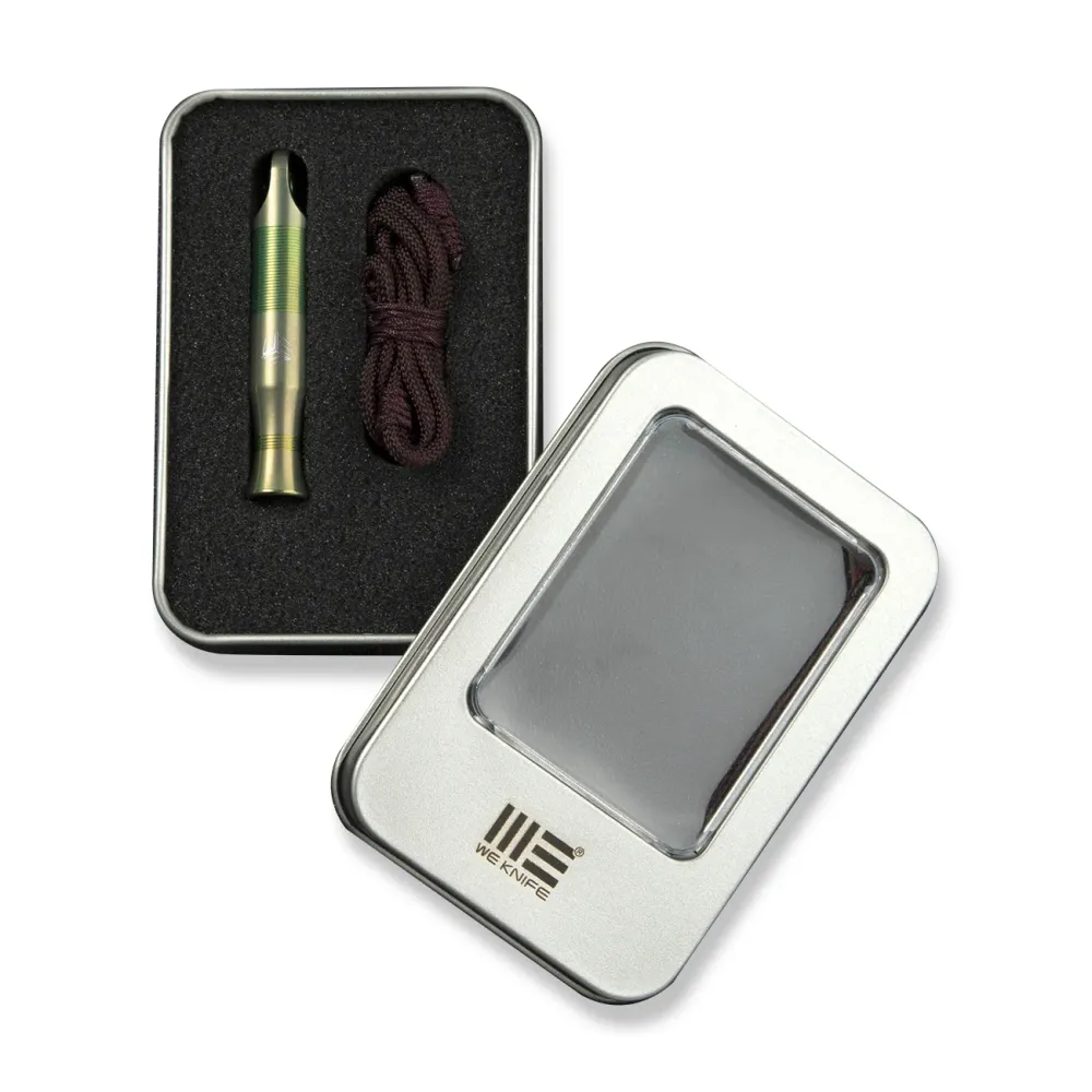 WEKNIFE -05P Titanium Whistle Brown Paracord, Green