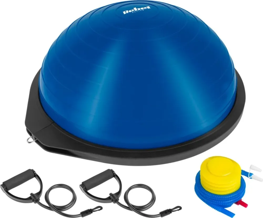 Balanseball 46cm med strikk og pumpe, hjemmetrening – Rebel Active