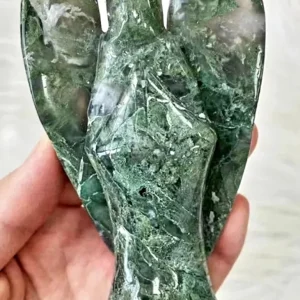 Sjelden og vakker Moss Agate Engel 15cm