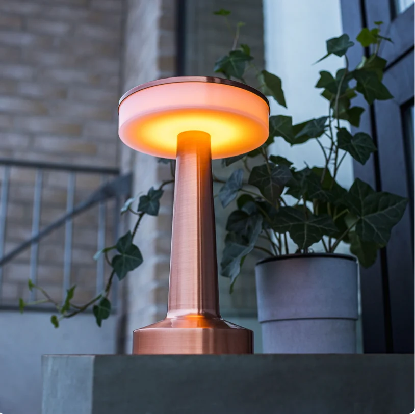 Utendørs touch-bordlampe, kobber