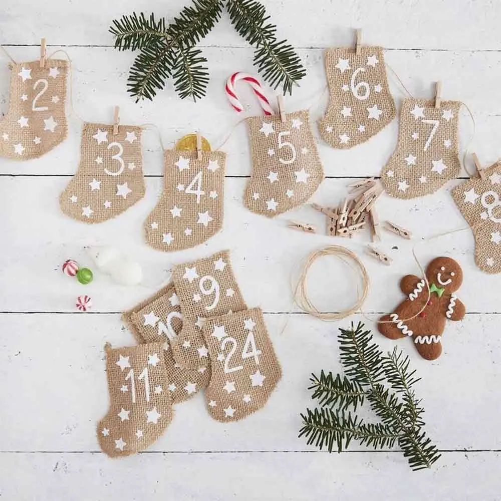Adventskalender Rustikk Julestrømpe