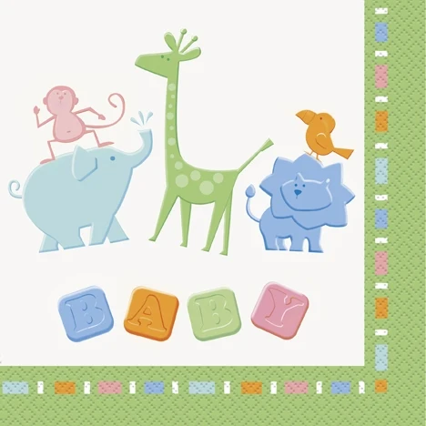 Animal cracker, servietter, 16 stk, 16,5 x 16,5 cm