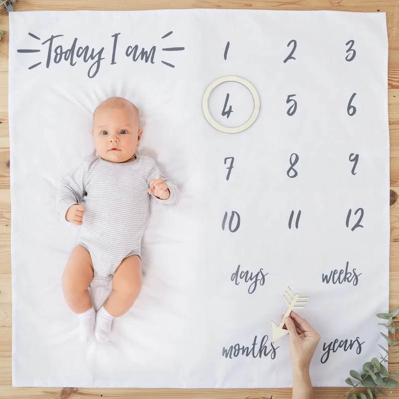Baby Milepæl Teppe "Today I am"