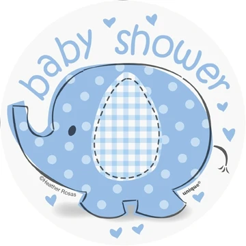 Babyshower blå cutouts "elefant/paraply", 8stk, 13cm