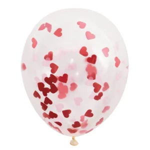 Ballong Rød Hjertekonfetti pk/5