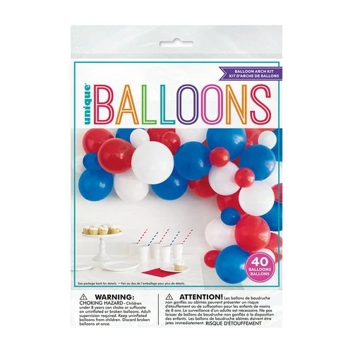 Ballongbue, Rød, Hvit og Blå, sett/40