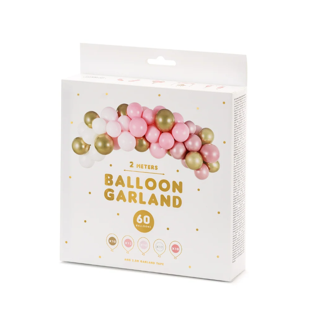 Ballongbue Rosa/Gull/Hvit 2 meter