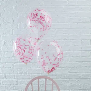 Ballonger med Konfetti Rosa 5 stk.