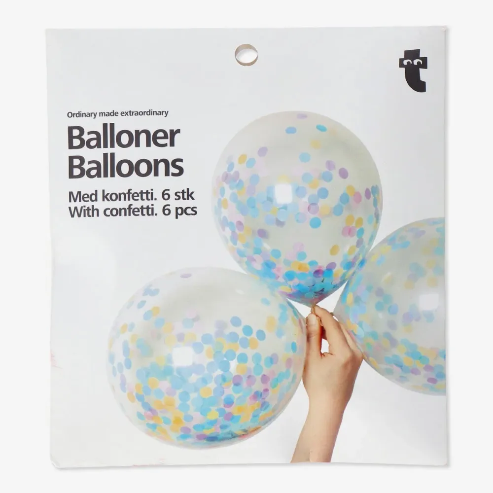 Ballonger med konfetti. 6 stk