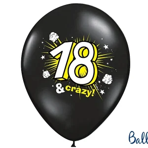 Ballonger Sort 18 år Crazy 50 stk.
