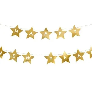Banner Gullstjerner -Happy New Year- 4m