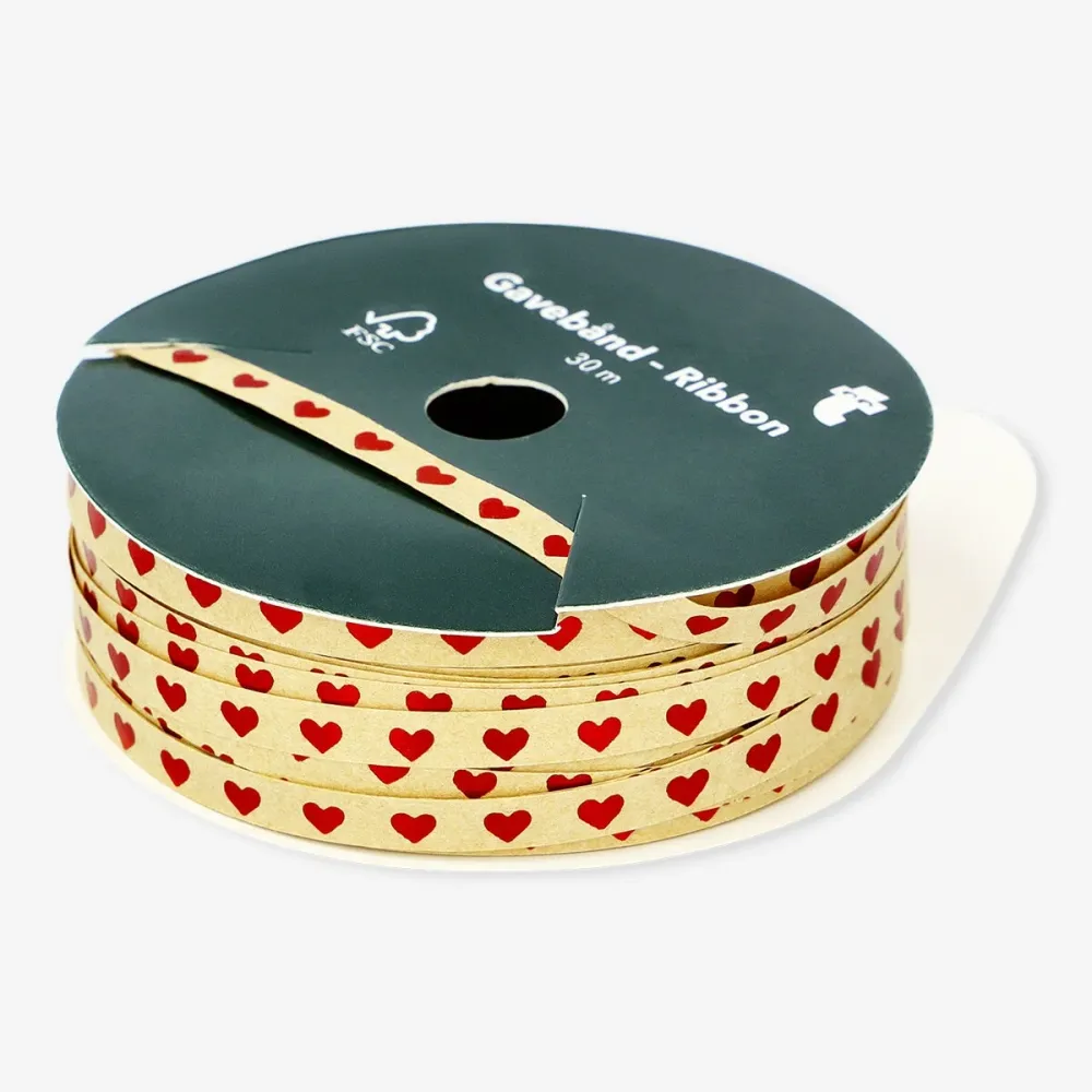 Bånd med røde foliehjerter - 30 m