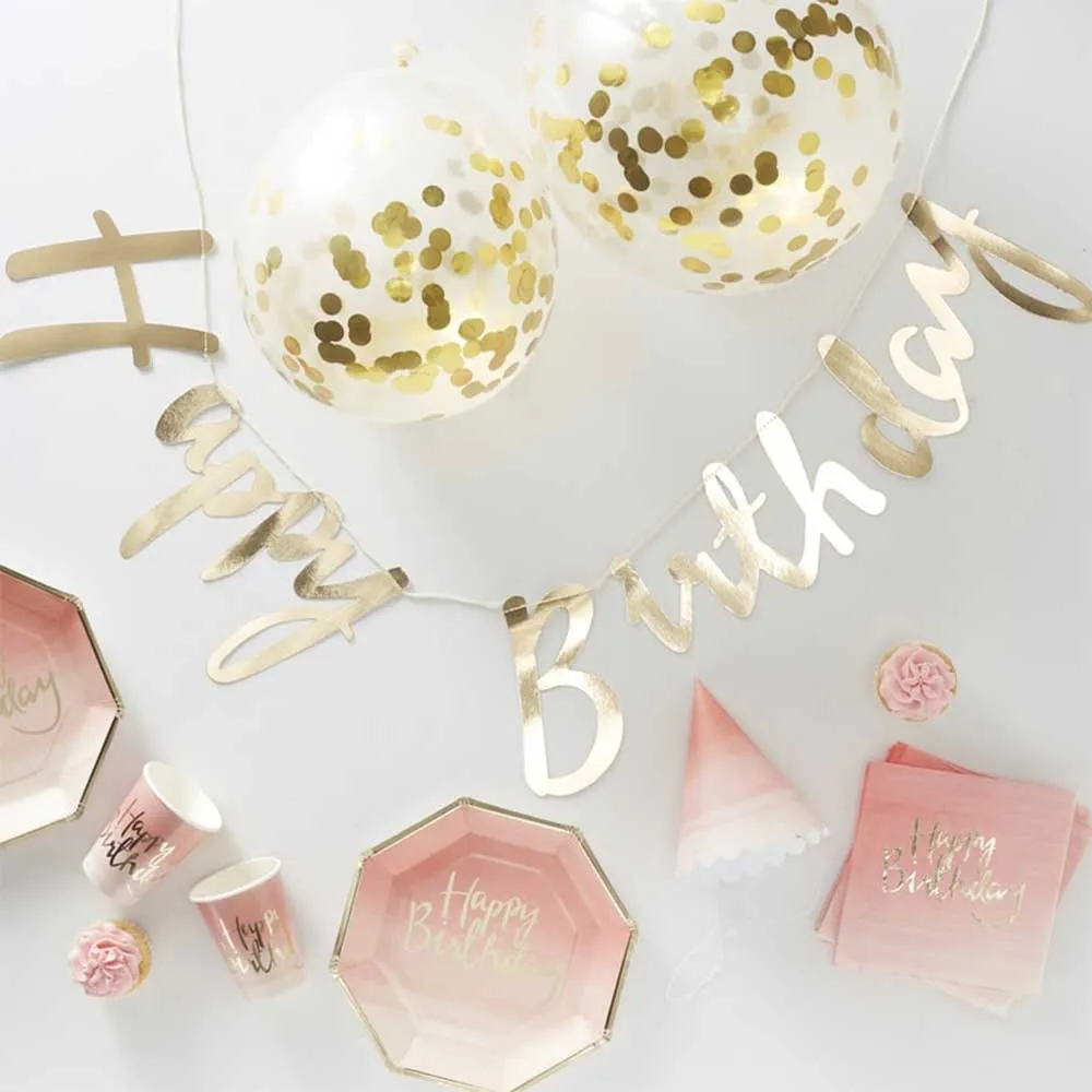 Bursdagsfest Pastellrosa Party Box 16 pers.