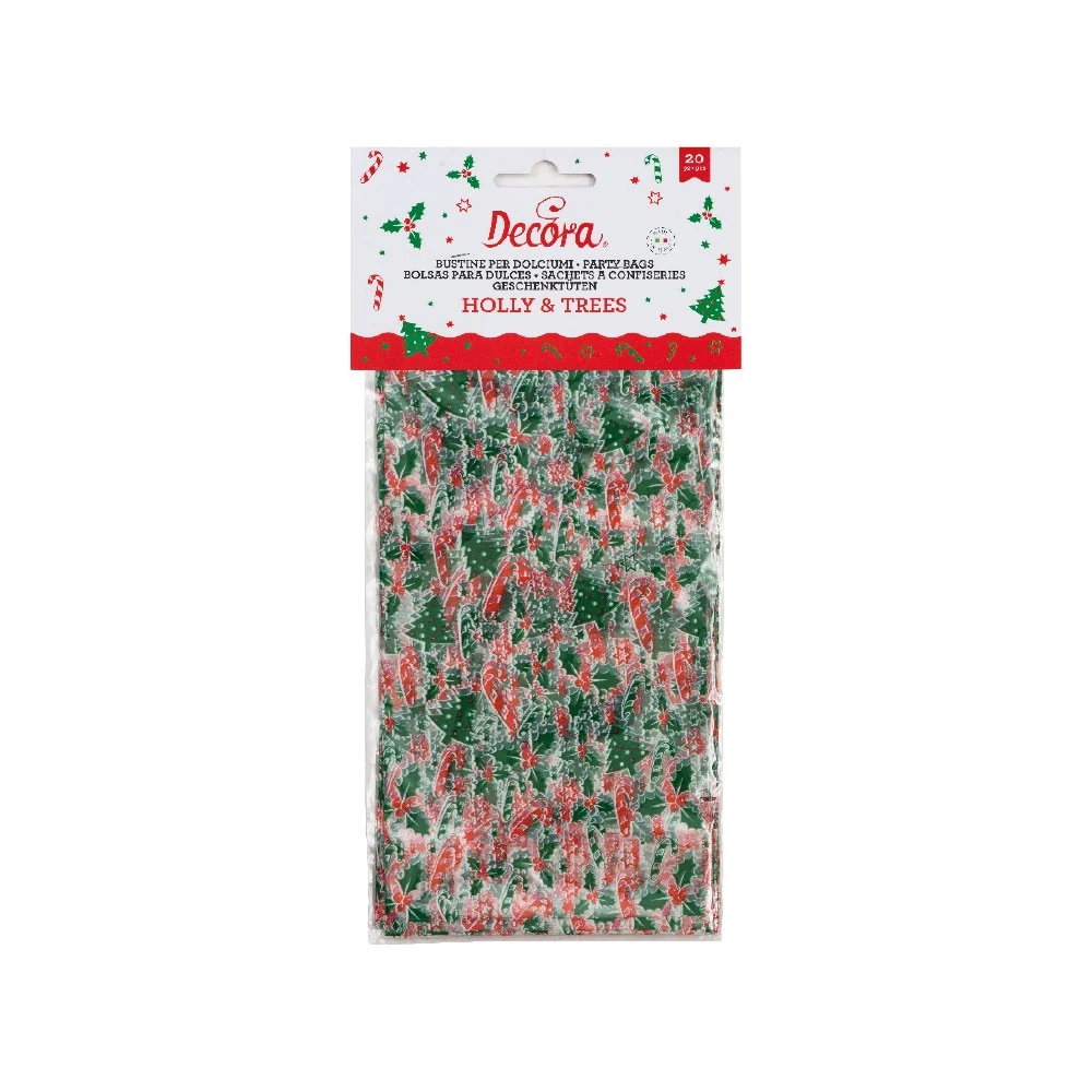 Decora gavepose -Kristtorn og Juletre- pk/20