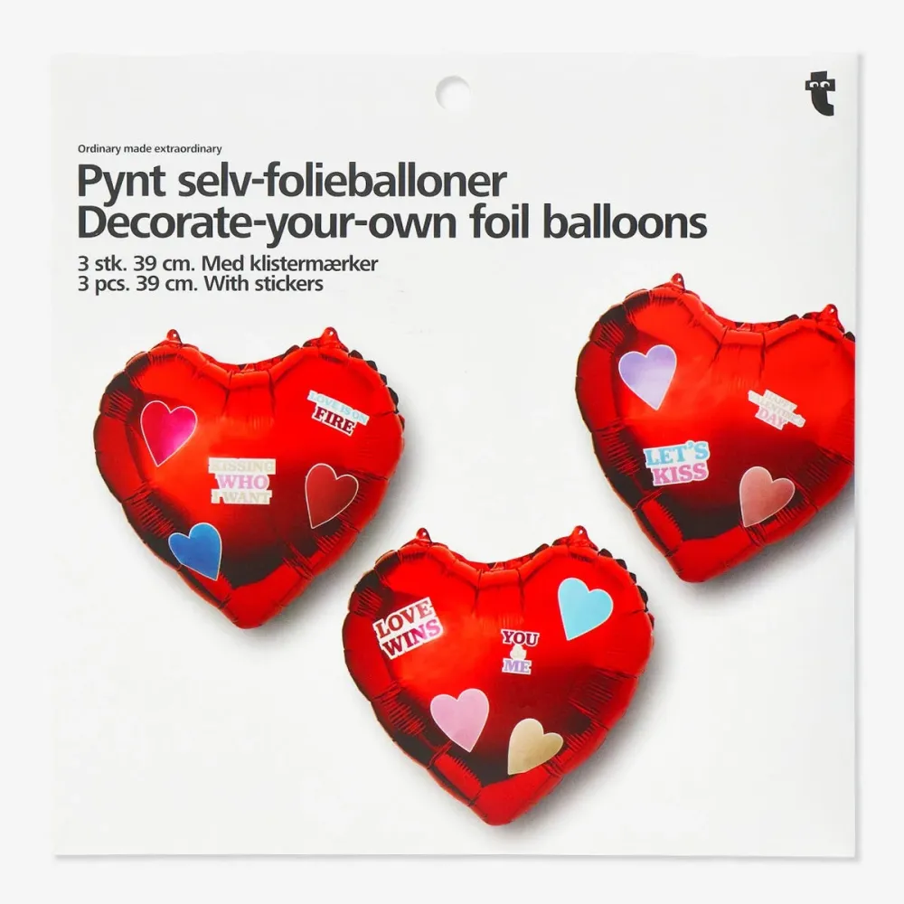 Folieballonger med klistremerker. 3 stk