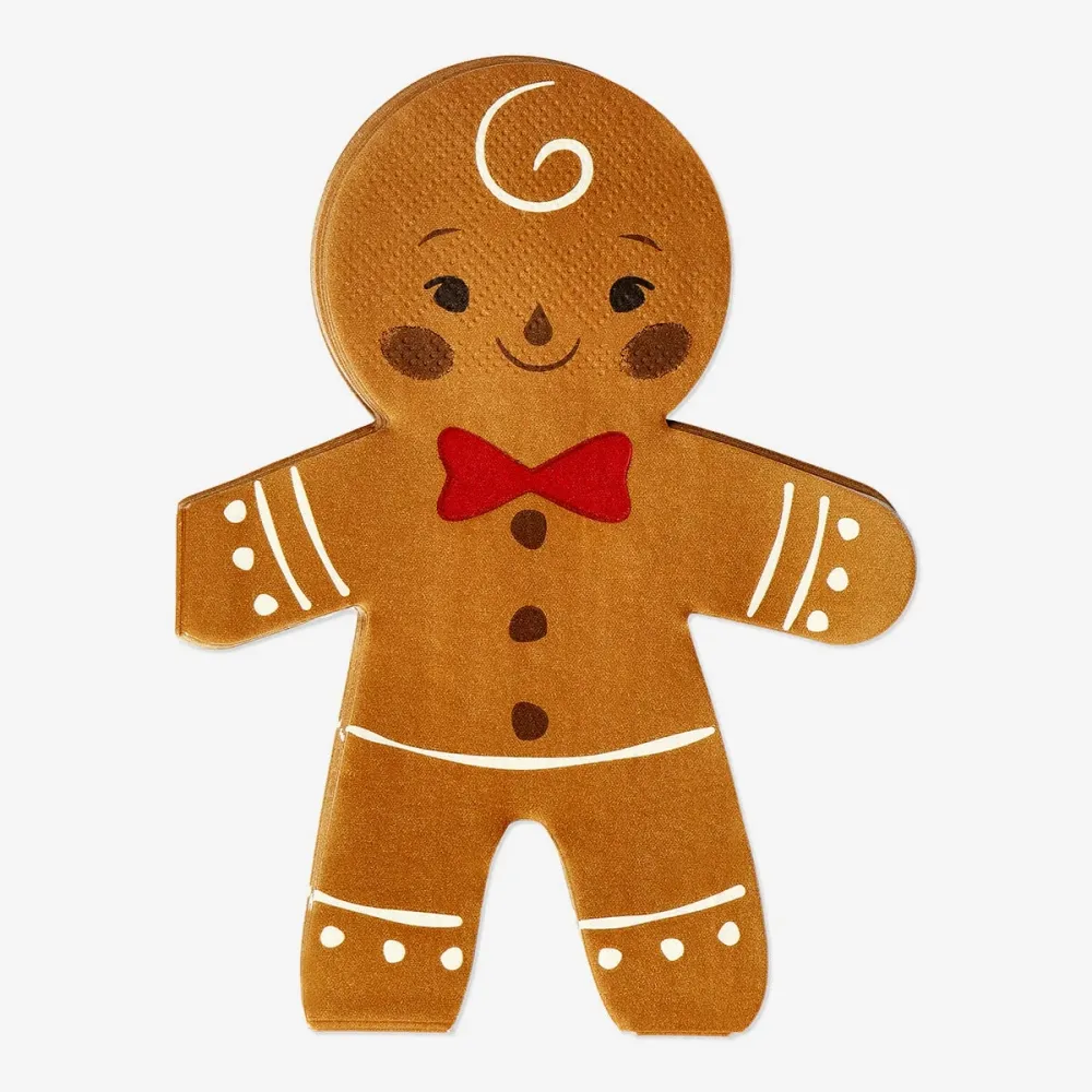Gingerbrødformede servietter 16 stk