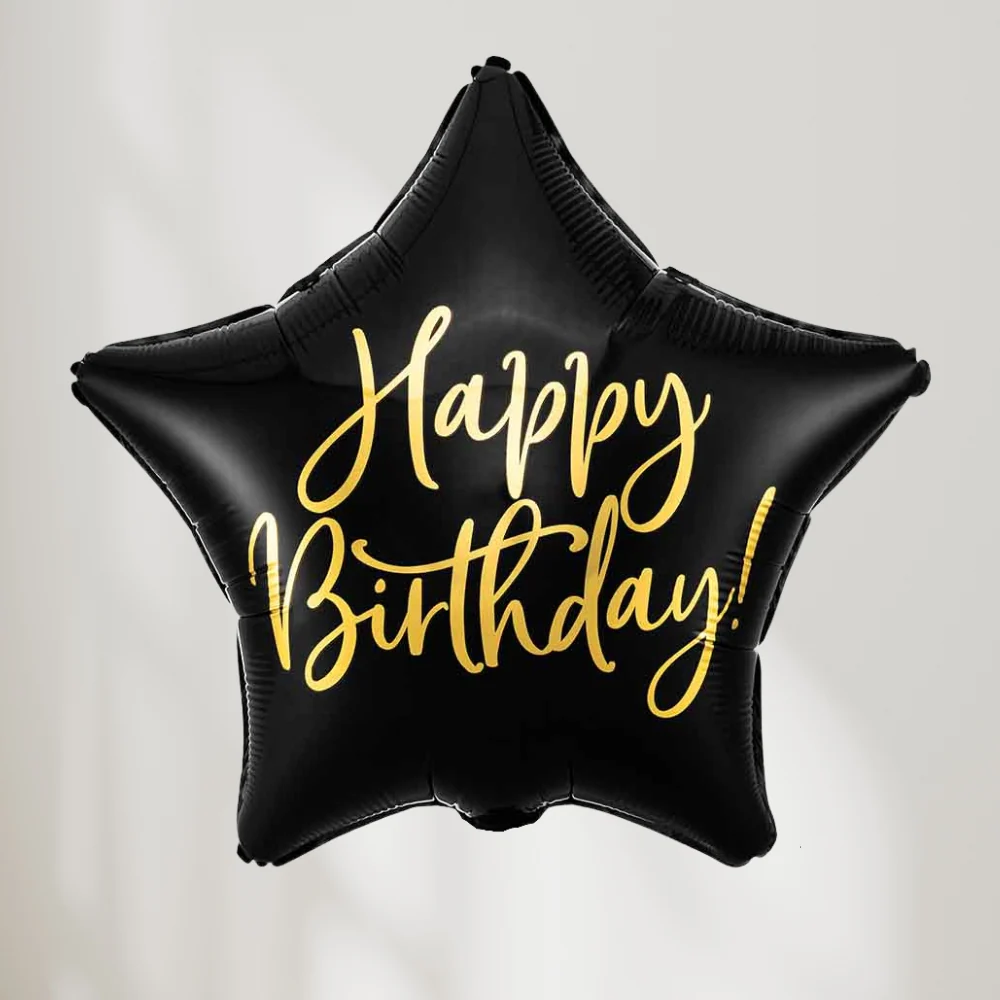 Happy Birthday Sort Stjerne Ballong