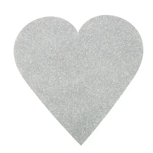 Hjertedekor/cutouts, 6 stk med glitter