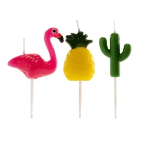 Kakelys Flamingo, ananas og kaktus, pk/6